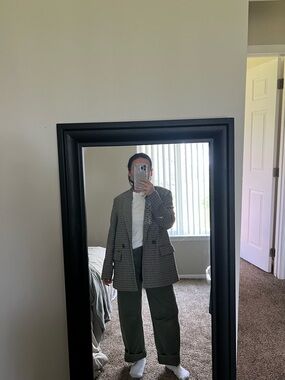 Zara Black and White Houndstooth Blazer